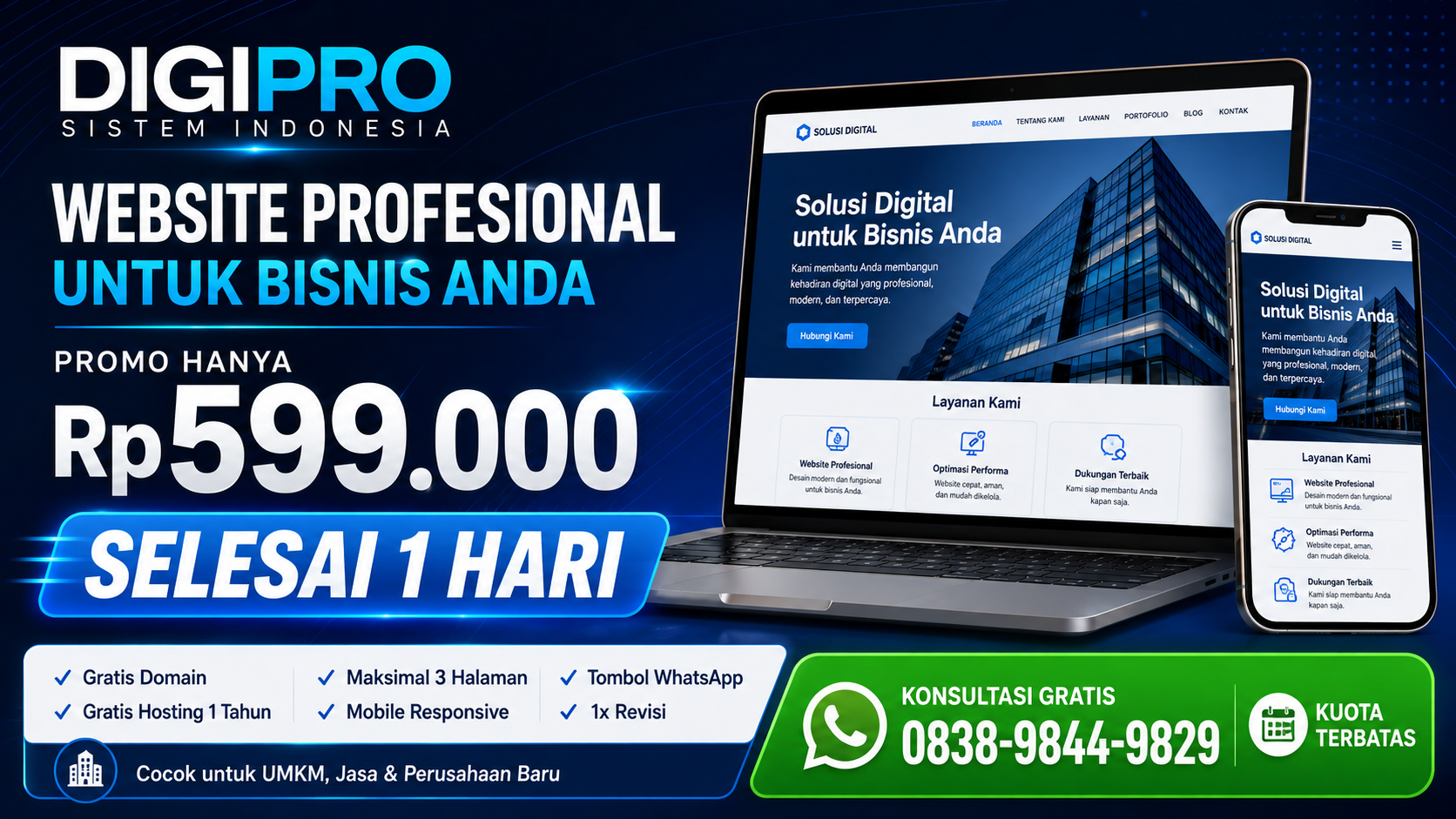 Promo Jasa Pembuatan Website Rp599 Ribu